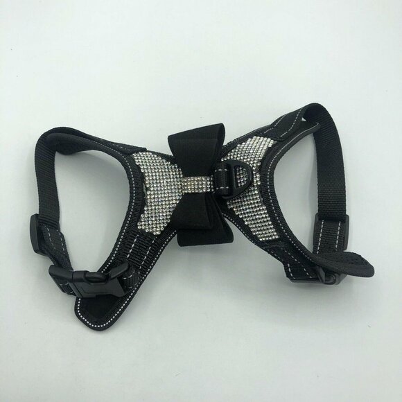 3/$30  Rhinestone Dog Harness Reflective Bling Nylon Dog Vest with Sparkly Bow - Picture 2 of 11